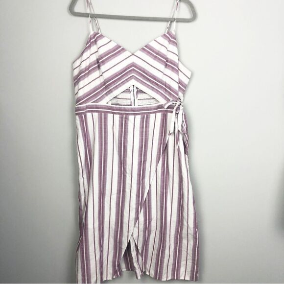 EXPRESS | Purple & White Striped Cut Out Midi Length Dress Women’s Size 18 - Picture 3 of 15